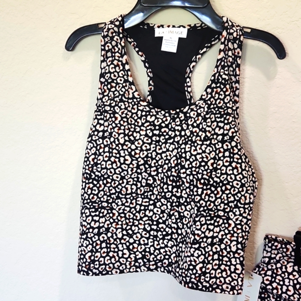 2 Piece Workout Set Women's Size XL Cheetah Print - Picture 3 of 7